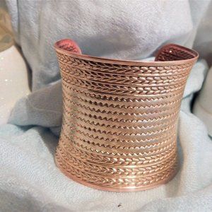 Authentic 1970's Ethiopian Cuff Bracelet, Hand-Hammered Copper-Bronze